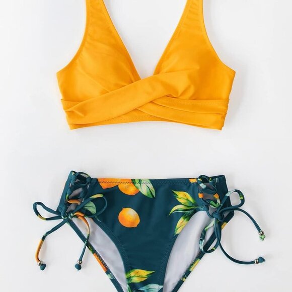 Women's Bikini Swimsuit Yellow M Fabric 80% Chinlon, 20% Spandex - Picture 5 of 6